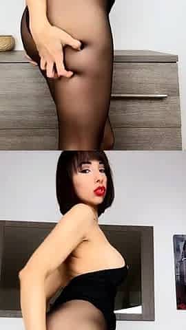 Brunette enjoys the toy on gaping pussy while masturbating