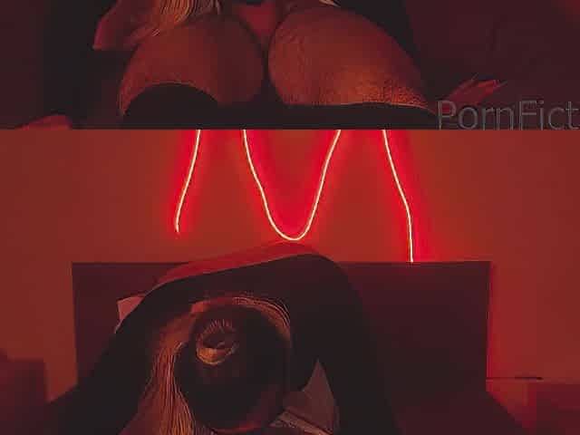 Golden-haired mother I'd like to fuck sucking & riding penis in red lights