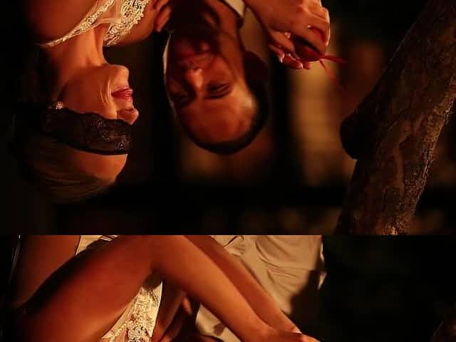 Blindfolded blonde wife Vinna gets a surprise sex session outdoors