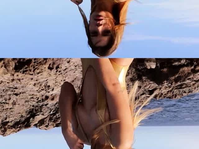 Petite Spanish model strips outdoor