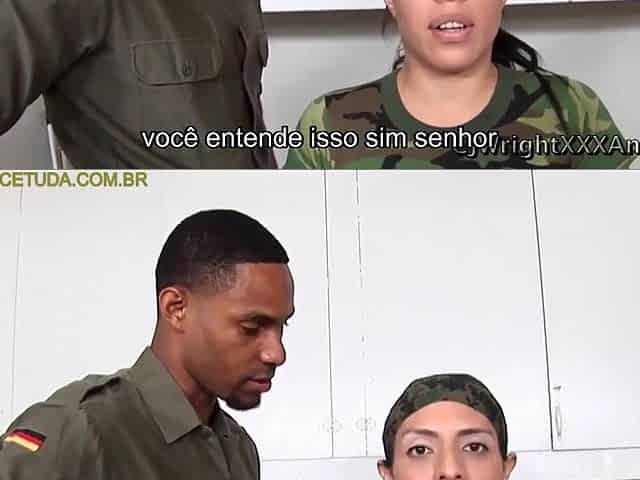 Anal with the ebony Sergeant - Subtitled