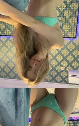 trying on a cute swimsuit