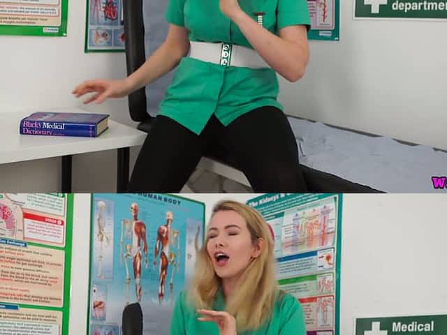 Torrid nurse Hannah Z is ready to work on her pussy in the hospital