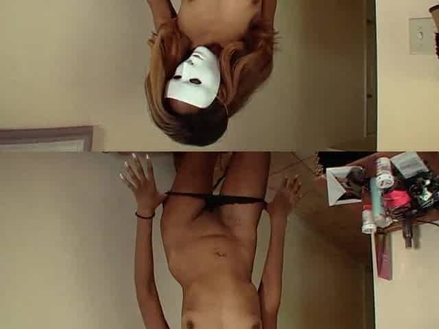 Ebony Gal Anastasia Valentine Masturbates in a White Mask
