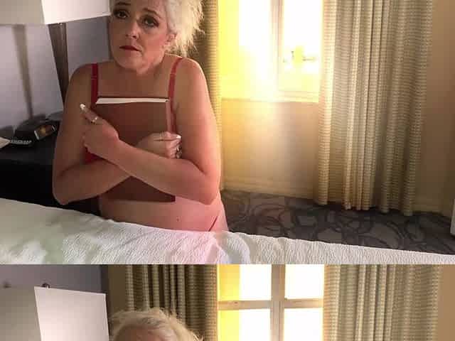 Blond mother I'd like to fuck worships knob with sloppy deepthroat oral-sex
