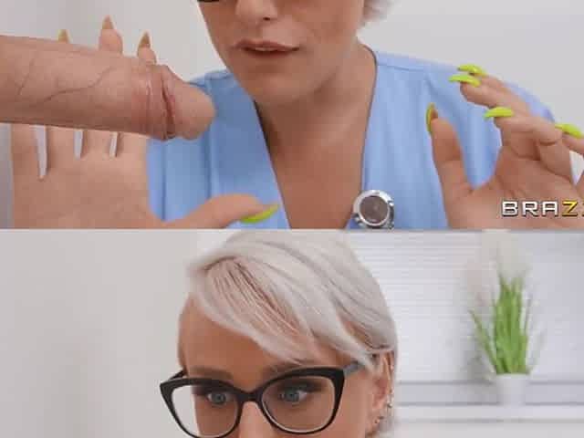 White haired MILF doctor assfucked by male nurse in the hospital