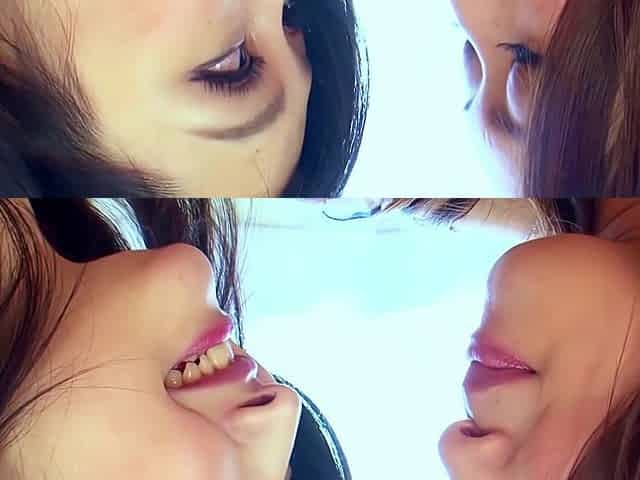 Japanese lesbians Azumi Mizushima and Reiko Kobayakawa tongue kiss