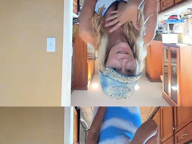 Shaved pussy blonde Tasha Reign with big boobs goes solo