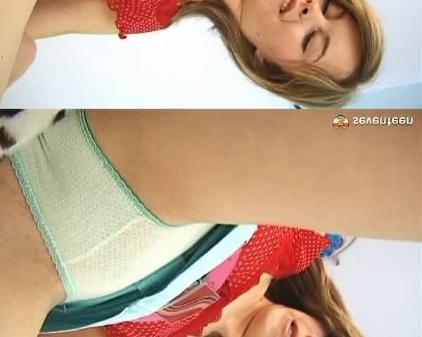 Masturbating girl in pretty cotton panties