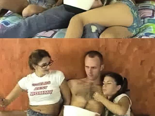 Teen JC and her bf Brent are watching a movie when sexy mom