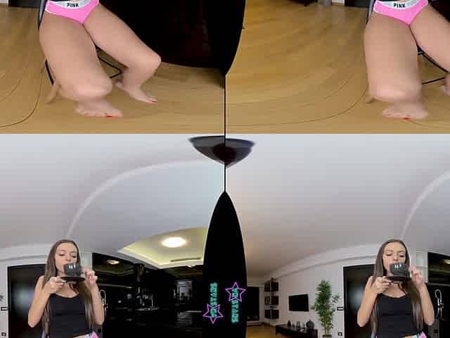 Busty Teen Can't Wait To Masturbate On The Kitchen Counter - VRStars
