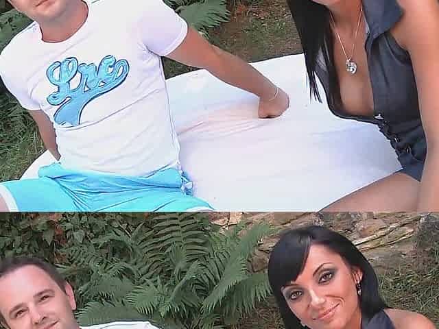 Brunette hair playgirl and her outdoor dream
