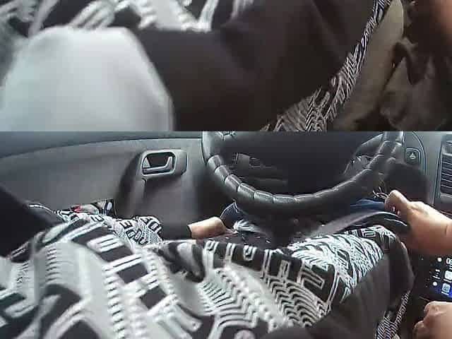 Wench jerks off my shlong in the car until I cum