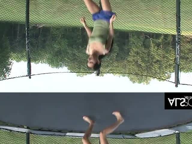 Tiny Teen Jumps on Trampoline and Masturbates