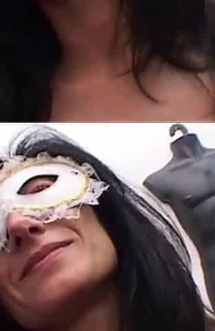 Hot Skinny Masked Wife with Big Nipples Fucked and Cumshot on Hairy Pussy by Big Amateur Cock
