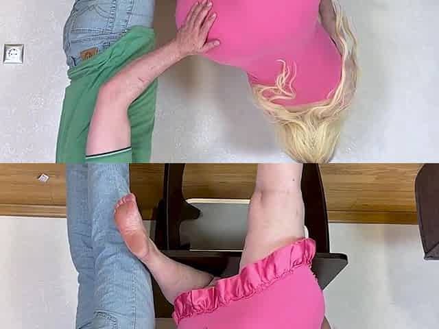 old housewife doesn't mind relaxing with a large dong in her butt and made a mient