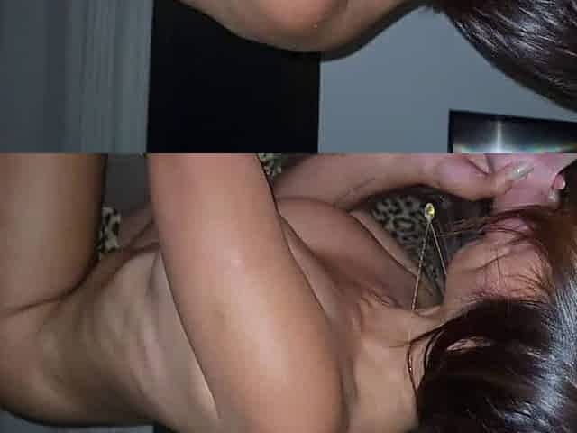 Monica sucks my big cock
