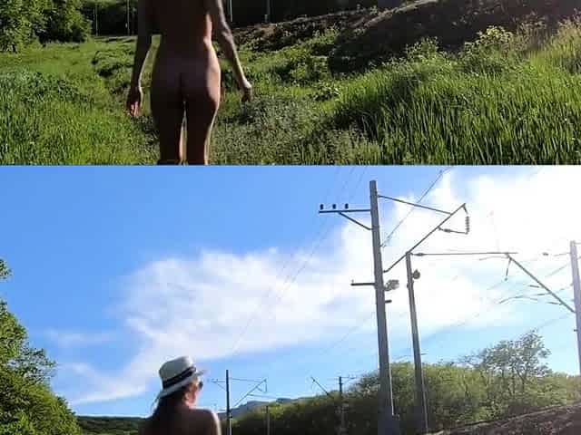 Exhibitionist Blonde Teen Walks Through Abandoned Buildings