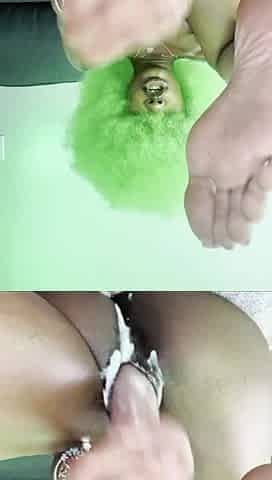 black bitch squirts on vibrator