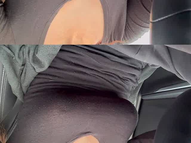Italian Big Tits and Big Nipples MILF Artemisia Love Showing Her Big Juicy Nipples While Driving the Car