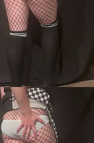 Femboy spanks herself naive and cums