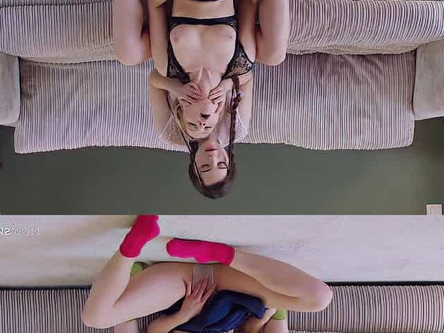2 Astounding Cuties Diana Heaven and Hayli Sanders having Sex on the Bed