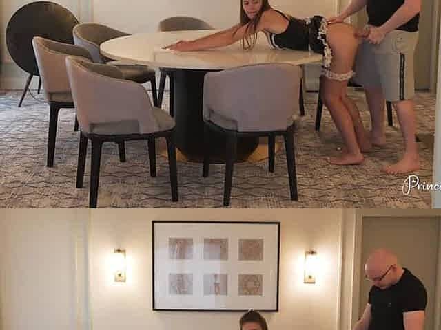 Hotel maid ravaged and creampied, cum shot in her gash - trampy teenager Princess Alice!