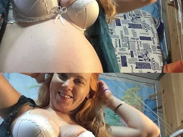 Pregnant Redhead with Big Milky Tits