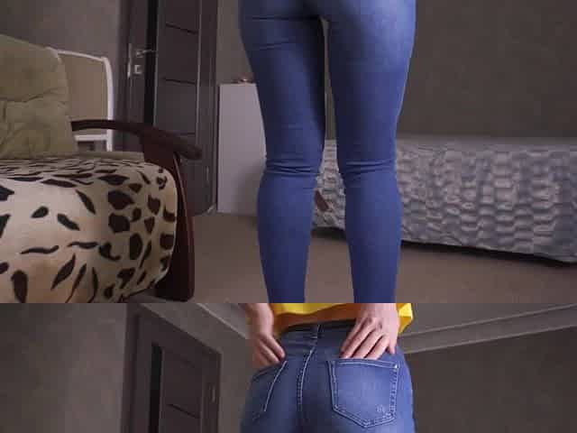 Blue Jeans Consummate Butt Tease In Hawt G Strings