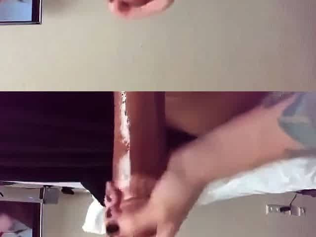 Caring Girl Sucks and Strokes Her Man's Big Cock at Home