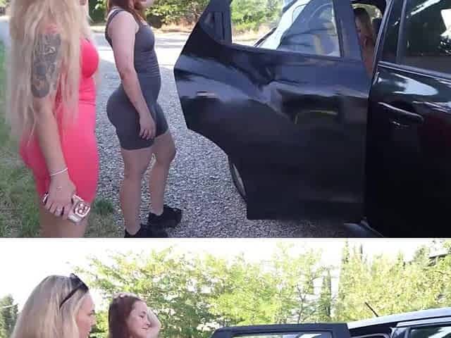 2 whores got a wang in the booty. Recent version of Fake Taxi.