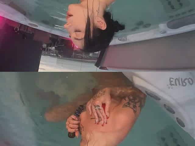 Underwater Jacuzzi Glass Dildo Masturbation Hot Petite Tattoo Model Dora Enjoys Sunset