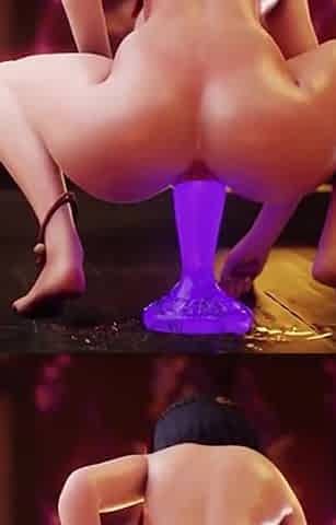 Sarah Rides Raiden Shogun Dildo All the Way in Genshin Impact 3D Hentai