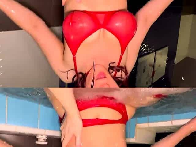 Horny couple fucks hard in a public pool - LikaBusy