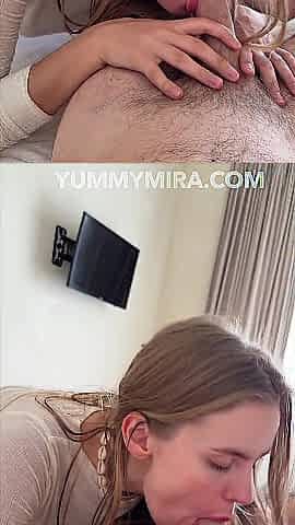 Amateur Golden-haired Gives Morning Head And Riding Wang - Mira David