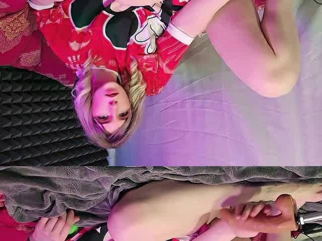 Sex machine and femboy anal training of a taut booty