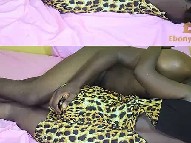 An Afro pair shares moments, culminating in her climaxing.