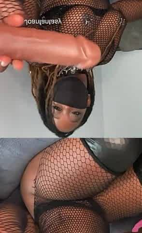 Joanfantasy solo play in Ebony fishnet underware
