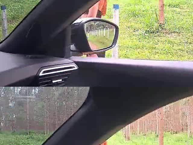 flashing his weenie at a cutie in the car!
