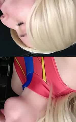 Amateur Captain Marvel Amazingly Sucks the Cock, and Ends with Cum in Her Tight Pussy