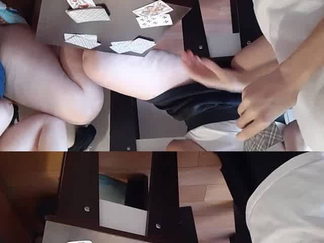 The one who lost at cards licks vagina
