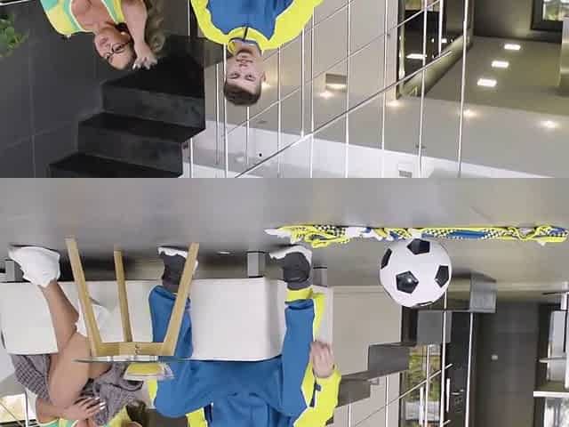 Raw fuck with two babes and an improves football dildo