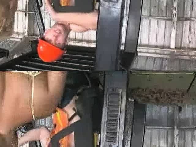 Perverted secretary Tracy sucks off a consturction workers