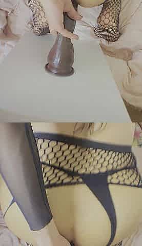 Sissy in ebony underware gape her butt. Wanna be a floozy this Halloween