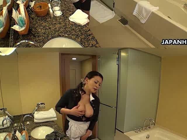 Japanese Milf Roomservice Maid Gets Caught Masturbating
