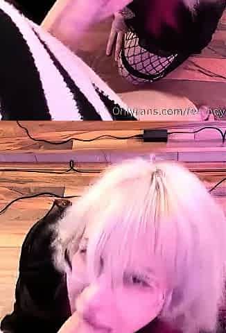 Femboy Hami Blowjob In Glasses With Mirror Play