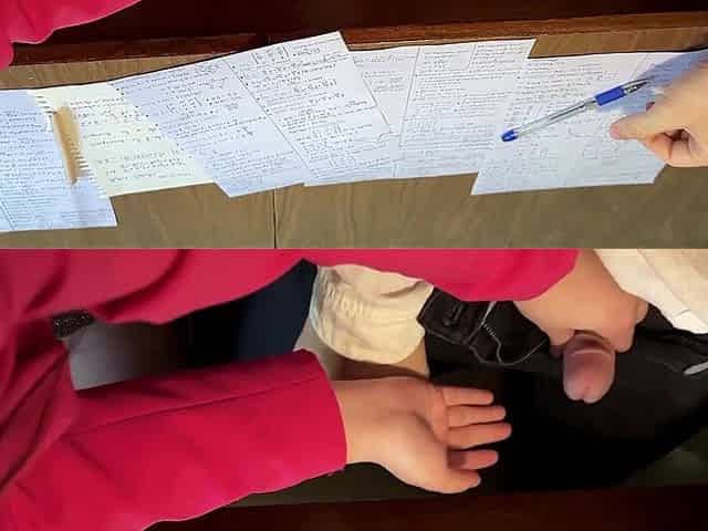 Goodbye, Math and College!!! Classmate Gave Me a Handjob Under the Table on the Last Day of College