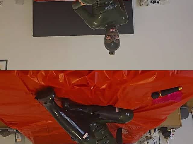 Latex Girl in Rubber Boots Masturbate with Dildo and Magic Wand Until Her Orgasm! She Love It to Moan!