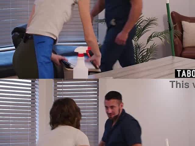 Small maid gets double permeated by a janitor and an suggest worker