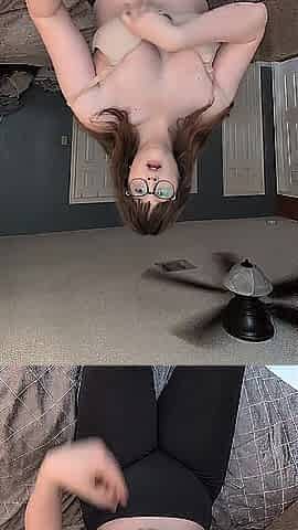 Cute Nerdy Redhead lactates and plays with herself in daybed